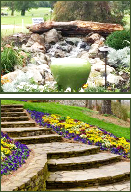 Waterfall and Flowerbed